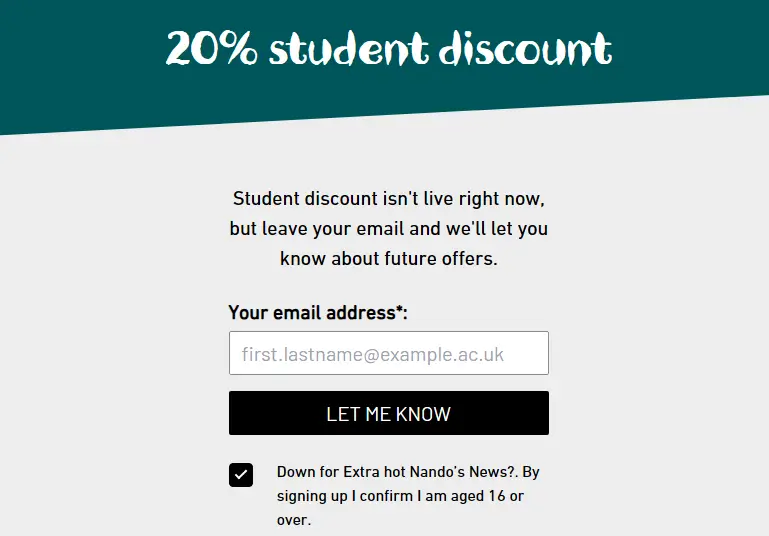Nando's student Discount