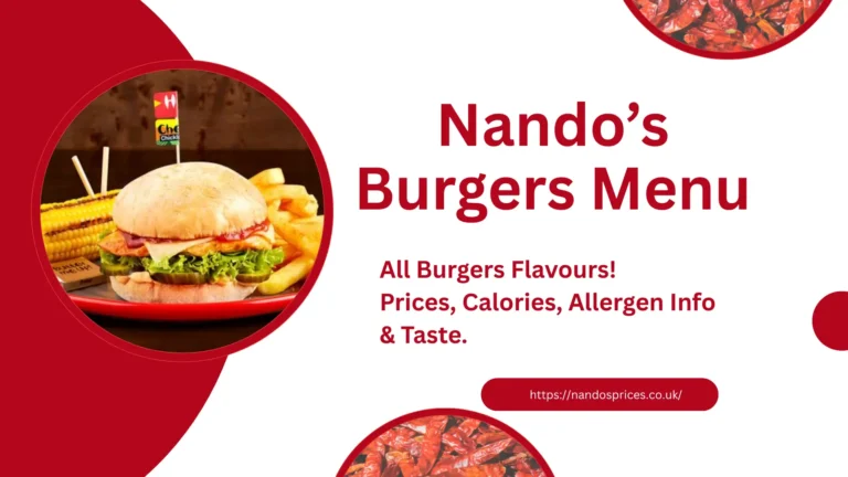 Nando's burgers menu